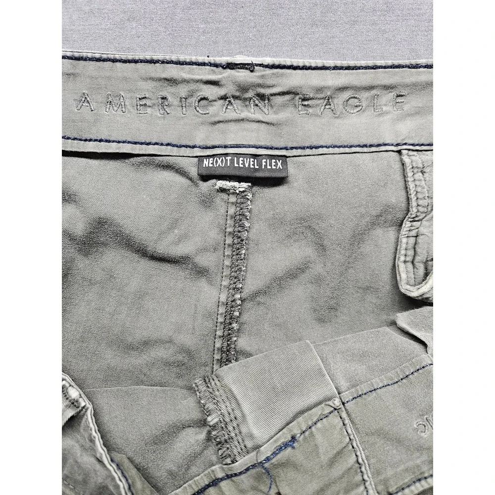 American Eagle Next Level Flex Shorts Mens 48 Olive Green Khaki Chino Flat Front